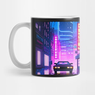 Mirror streat in Cyberpunk city Mug